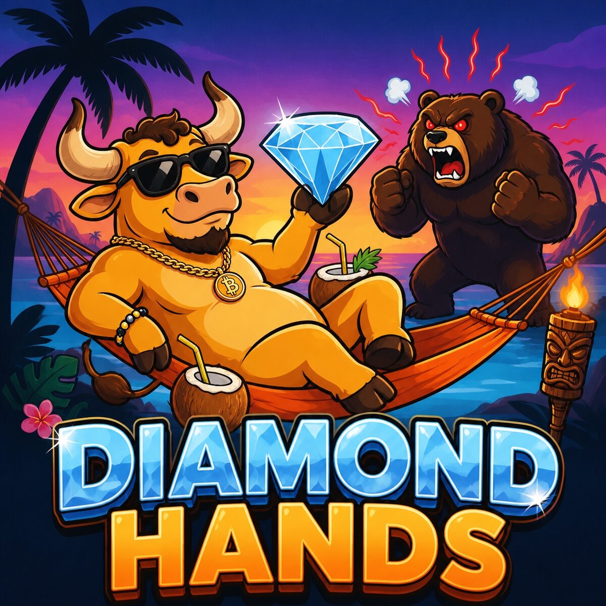 ChillBull holding a diamond, Diamond Hands