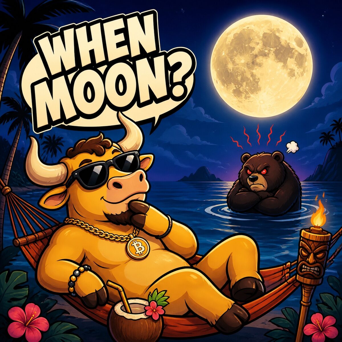ChillBull in a hammock under a full moon, When Moon?